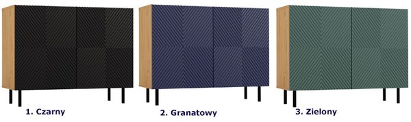 Czarna ryflowana komoda pod telewizor H1-A36