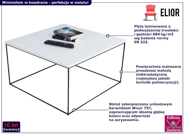 Minimalistyczny stolik kawowy z białym blatem H0-A45