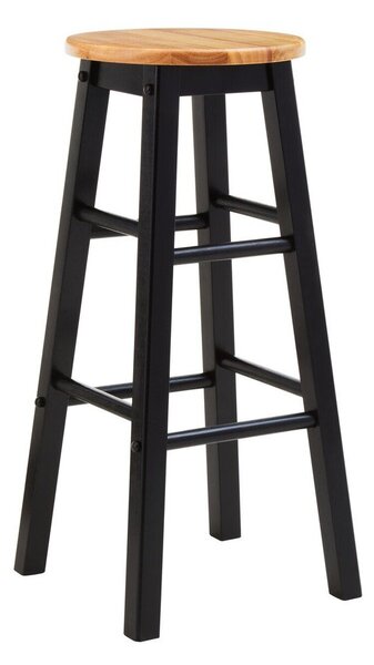 Czarny/w naturalnym kolorze hoker z litego drewna kauczukowego (wysokość siedziska 74 cm) Chester – Premier Housewares