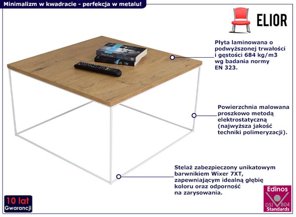 Druciany stolik kawowy w stylu skandynawskim dąb lancelot D5-R35
