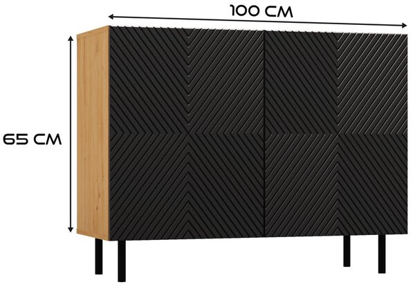 Czarna ryflowana komoda pod telewizor H1-A36