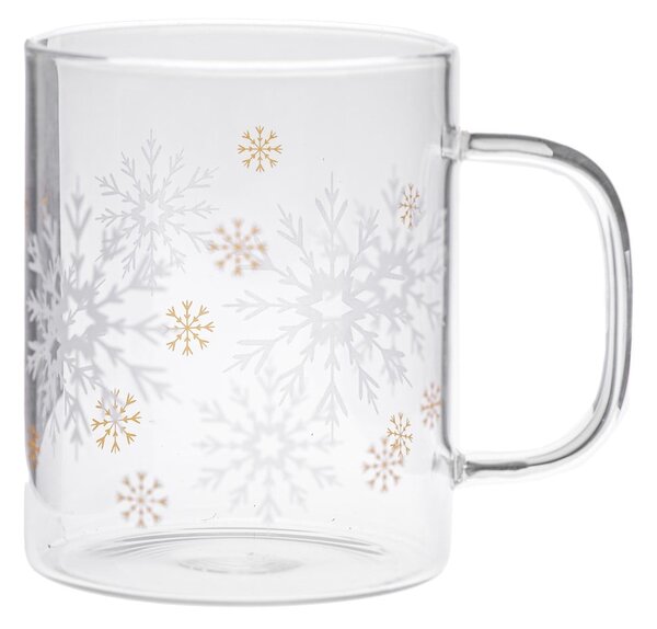 Szklany kubek ze świątecznym motywem 410 ml Frosty Flakes – Dakls