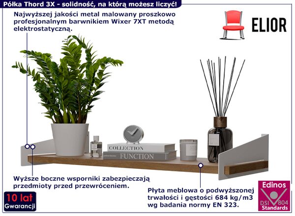 Skandynawska półka ścienna na książki biały + dąb lancelot M1-R87