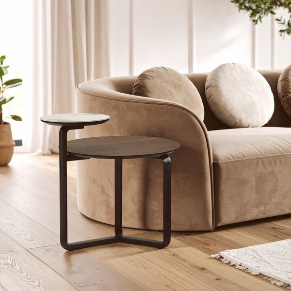 Brązowy okrągły stolik z litego drewna eukaliptusowego 55x67 cm Imperia – Premier Housewares