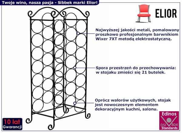 Metalowy stojak na wino L2-N36