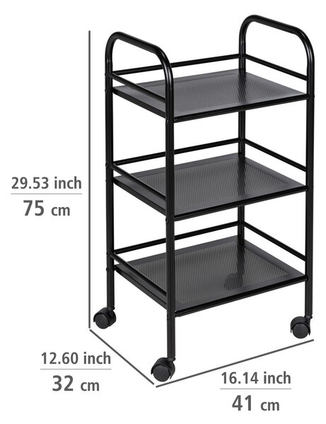 Czarny metalowy regał na kółkach 41x75 cm – Wenko