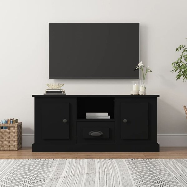 Szafka pod TV, czarna, 100x35,5x45 cm, materiał drewnopochodny