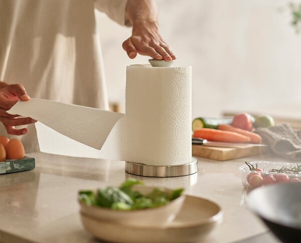 Biały plastikowy stojak na ręczniki papierowe ø 16 cm Push&Tear – Joseph Joseph