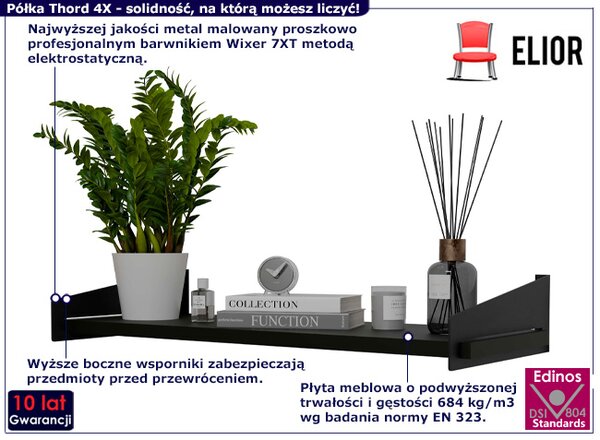 Czarna metalowa półka ścienna M7-C02