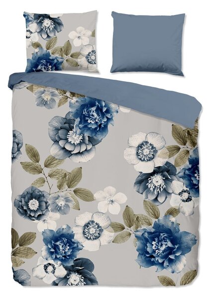 Niebiesko-szara flanelowa pościel dwuosobowa 200x220 cm Gabin – Good Morning