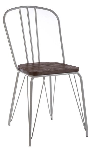 Szare/w ciemnym naturalnym kolorze krzesło z litego drewna wiązu District – Premier Housewares