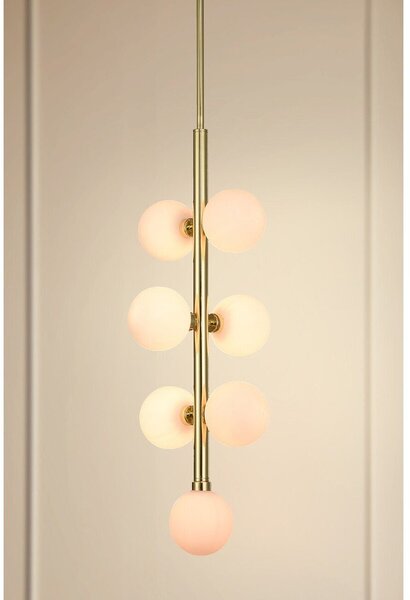 Biała/w kolorze złota metalowa lampa wisząca ze szklanym kloszem ø 27 cm Trieste – Premier Housewares