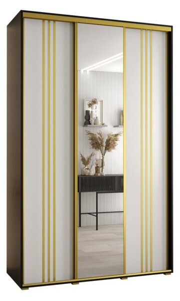 Szafa przesuwna wysoka Davos 7 150, gł. 60 cm czarny + biały + złoty