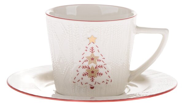 Biała porcelanowa filiżanka ze świątecznym motywem 110 ml Xmas Tree – Dakls
