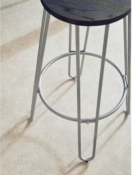 Hoker z litego drewna wiązu w kolorze srebra/w naturalnym kolorze (wysokość siedziska 75 cm) District – Premier Housewares