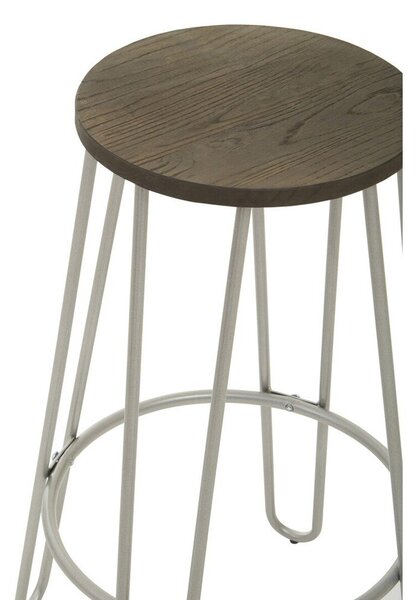 Hoker z litego drewna wiązu w kolorze srebra/w naturalnym kolorze (wysokość siedziska 75 cm) District – Premier Housewares