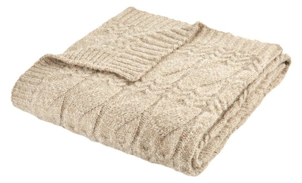 Beżowy koc dzianinowy 150x200 cm Cable Knit – Bianca
