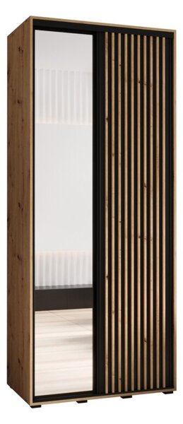 Szafa przesuwna wysoka Lanko 2 120, gł. 45 cm artisan + czarny + artisan
