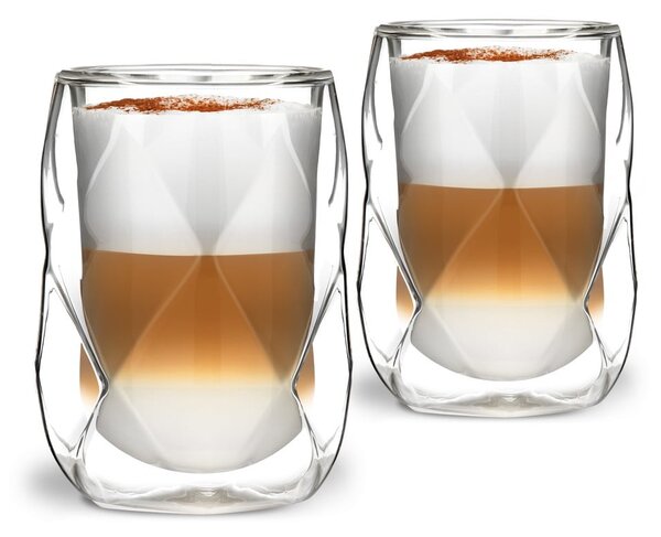 Zestaw 2 szklanek z podwójną ścianką do latté Vialli Design Geo, 350 ml