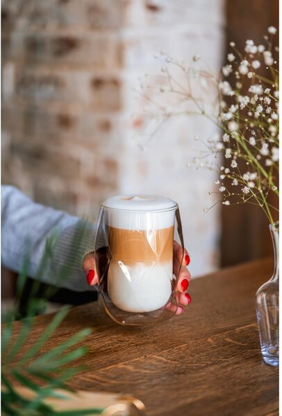 Zestaw 2 szklanek z podwójną ścianką do latté Vialli Design Geo, 350 ml