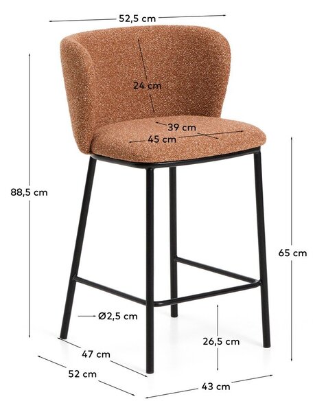 Tapicerowany hoker w kolorze terakoty (wysokość siedziska 65 cm) Ciselia – Kave Home