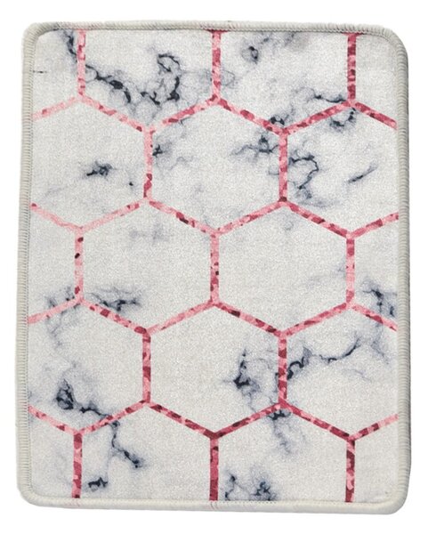 Biało-szary dywanik łazienkowy 60x40 cm Honeycomb − Foutastic