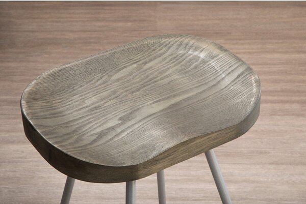 Hoker z litego drewna wiązu w kolorze srebra/w naturalnym kolorze (wysokość siedziska 78 cm) District – Premier Housewares