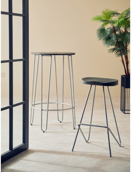 Hoker z litego drewna wiązu w kolorze srebra/w naturalnym kolorze (wysokość siedziska 78 cm) District – Premier Housewares