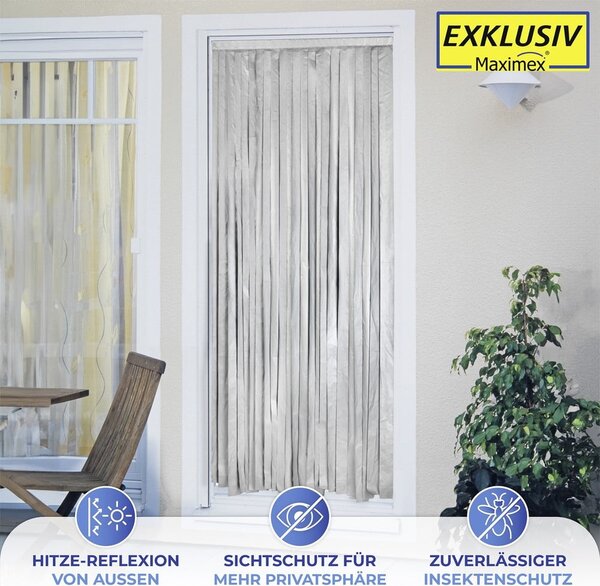 Zasłona termiczna na drzwi w czarno-srebrnym kolorze 90x200 cm – Maximex