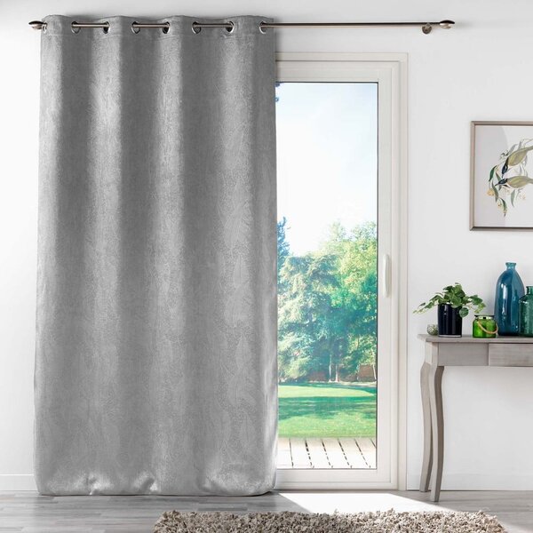 Jasnoszara aksamitna zasłona zaciemniająca 135x280 cm Melodie – douceur d'intérieur