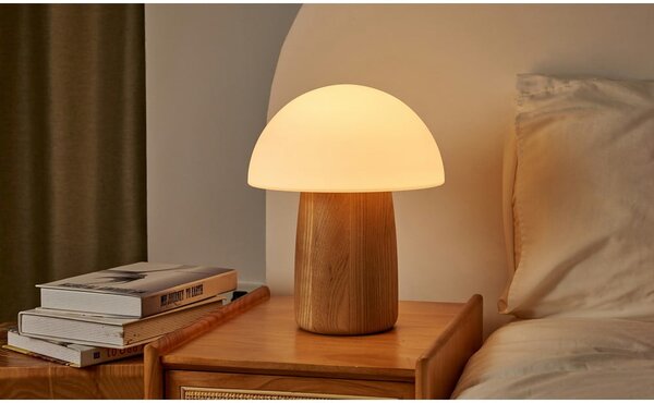 Naturalna lampa stołowa ze ściemniaczem i szklanym kloszem (wys. 32 cm) Alice – Gingko