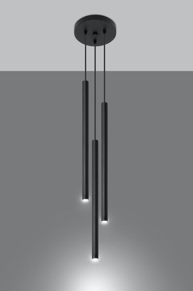 Czarna metalowa lampa wisząca ø 20 cm Fideus – Sollux