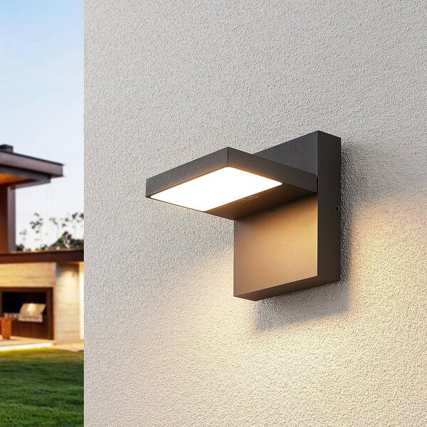 Kinkiet zewnętrzny LED Silvan Lucande, czarny, aluminium, nowoczesny