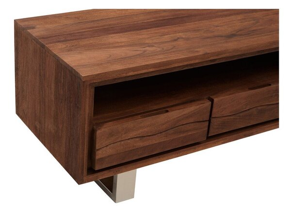 Szafka pod TV z litego drewna akacjowego w ciemnym naturalnym kolorze 140x52x50 cm Simla – Premier Housewares