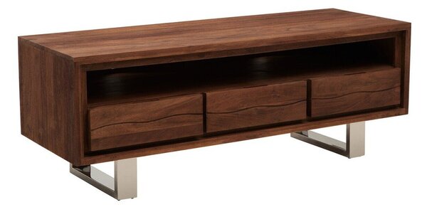 Szafka pod TV z litego drewna akacjowego w ciemnym naturalnym kolorze 140x52x50 cm Simla – Premier Housewares