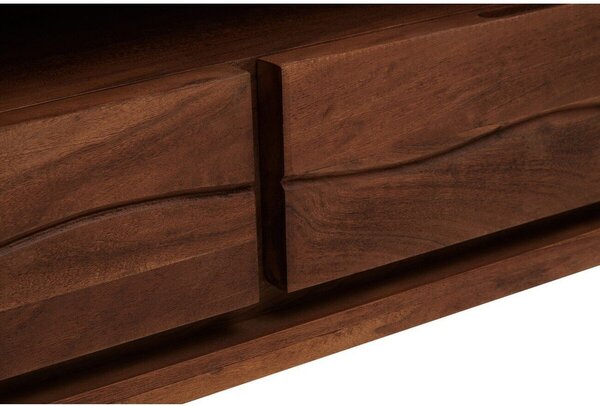 Szafka pod TV z litego drewna akacjowego w ciemnym naturalnym kolorze 140x52x50 cm Simla – Premier Housewares