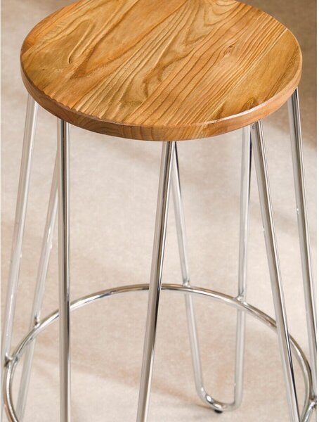 Hoker z litego drewna wiązu w kolorze srebra/w naturalnym kolorze (wysokość siedziska 75 cm) District – Premier Housewares