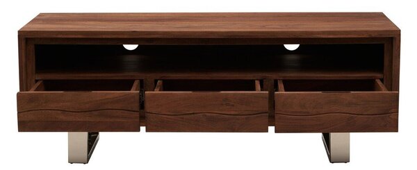 Szafka pod TV z litego drewna akacjowego w ciemnym naturalnym kolorze 140x52x50 cm Simla – Premier Housewares