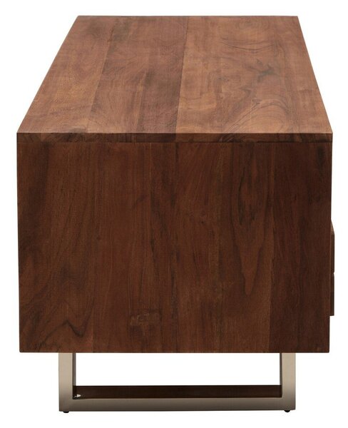 Szafka pod TV z litego drewna akacjowego w ciemnym naturalnym kolorze 140x52x50 cm Simla – Premier Housewares