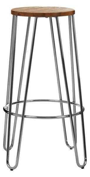 Hoker z litego drewna wiązu w kolorze srebra/w naturalnym kolorze (wysokość siedziska 75 cm) District – Premier Housewares