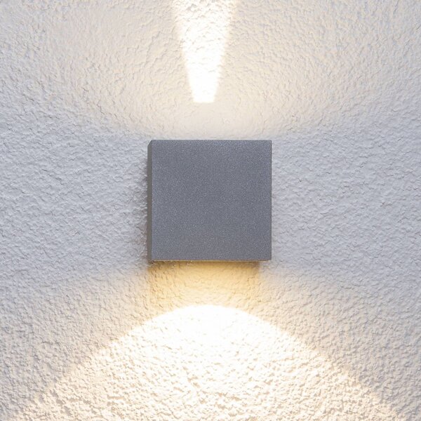 Kinkiet zewnętrzny LED JARNO Lucande, aluminiowy / szary / cynkowy, aluminium, nowoczesny