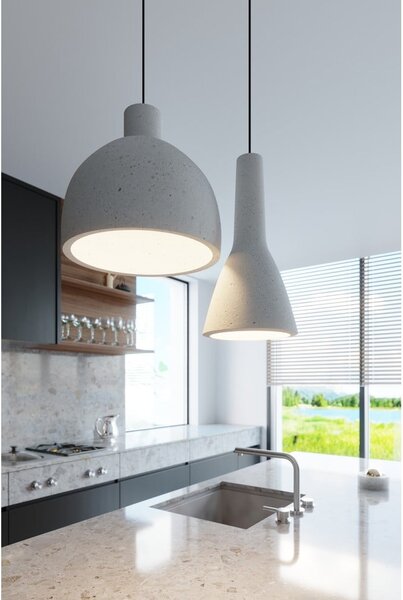 Jasnoszara lampa wisząca z betonowym kloszem ø 17 cm Mattia – Sollux
