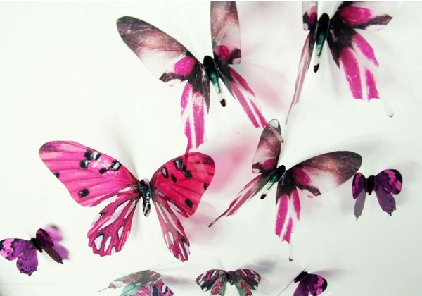 Zestaw 18 różowych adhezyjnych naklejek 3D Ambiance Butterflies