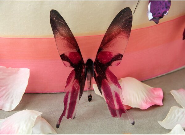 Zestaw 18 różowych adhezyjnych naklejek 3D Ambiance Butterflies