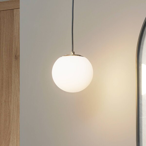 Lampa wisząca szklana Bidolo Lucande, możliwość ściemniania, mosiężny / złoty, łazienka, szkło