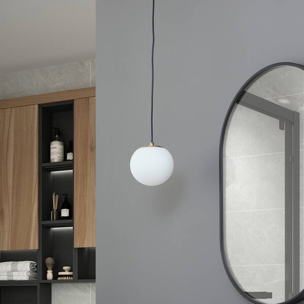 Lampa wisząca szklana Bidolo Lucande, możliwość ściemniania, mosiężny / złoty, łazienka, szkło