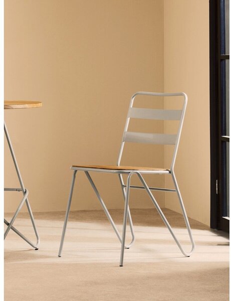 Szare/w naturalnym kolorze krzesło z litego drewna wiązu District – Premier Housewares