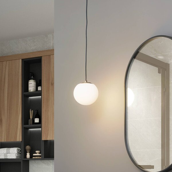 Lampa wisząca szklana Bidolo Lucande, możliwość ściemniania, mosiężny / złoty, łazienka, szkło