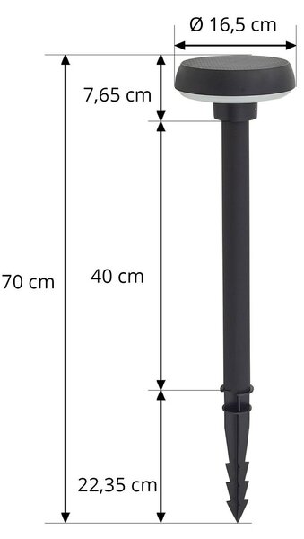 Lindby Solar-lampa z grotem ziemnym LED Brinca, czarny, PC, czujnik Brinca, czarny, tworzywo sztuczne, nowoczesny