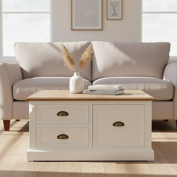 Biały stolik w dekorze jodły 90x90 cm Hardwick – Premier Housewares